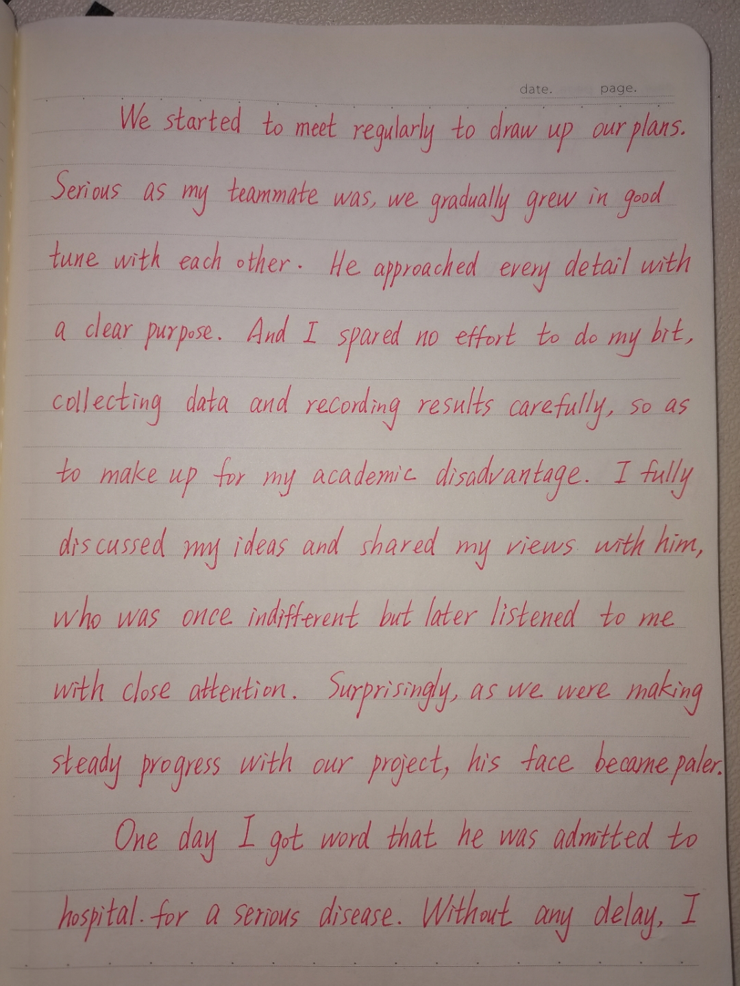 夜晚陪娃写作业的时候,手动抄写了两篇英语作文