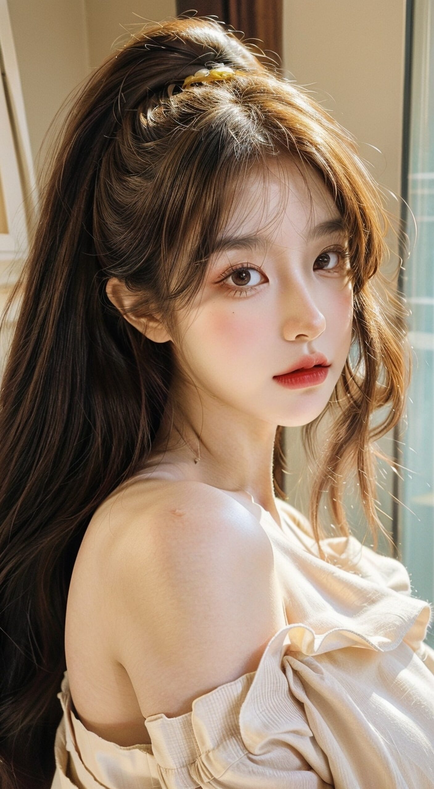 这位年轻的亚洲女孩,用她的眼神和微笑,传递出一种难得的纯净和温柔.