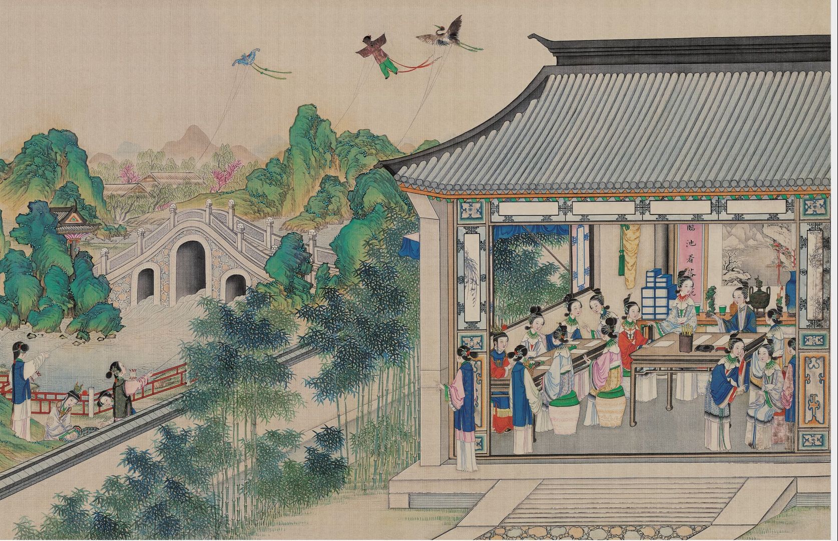 黛玉葬花: 黛玉边将落花埋葬,边吟诵《葬花吟》