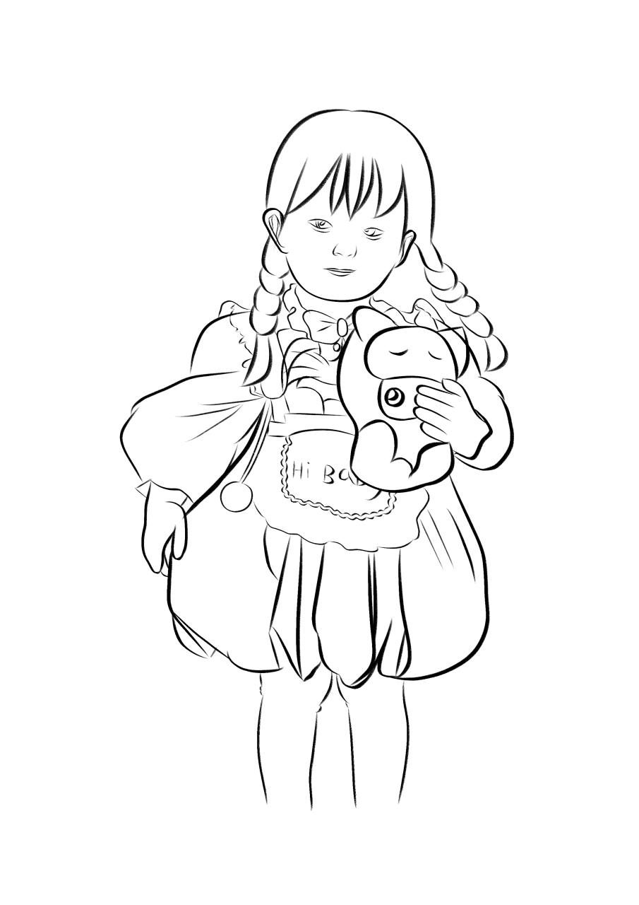 可爱小女孩线稿