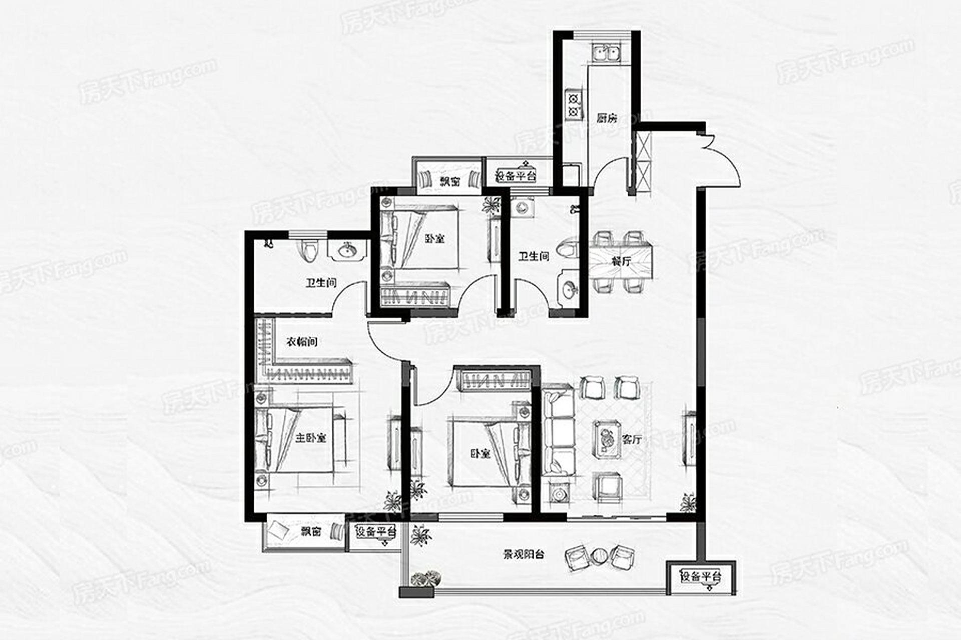 原户型图117平.求大神帮忙改造一下.要懂得年轻时尚.