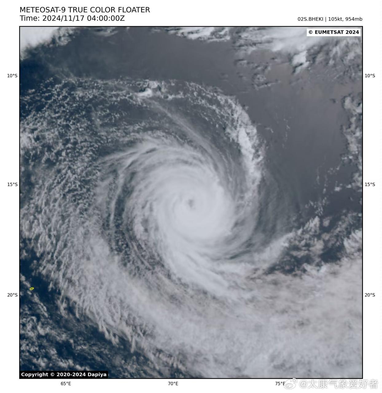 热带气旋"奇多"已到17级的60或68米每秒,相当于我国的超强台风级,过去