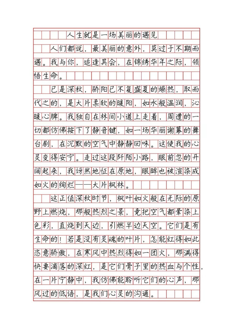 优秀作文摘抄——《人生就是一场美丽的遇见》 人们都说,最美丽的意外