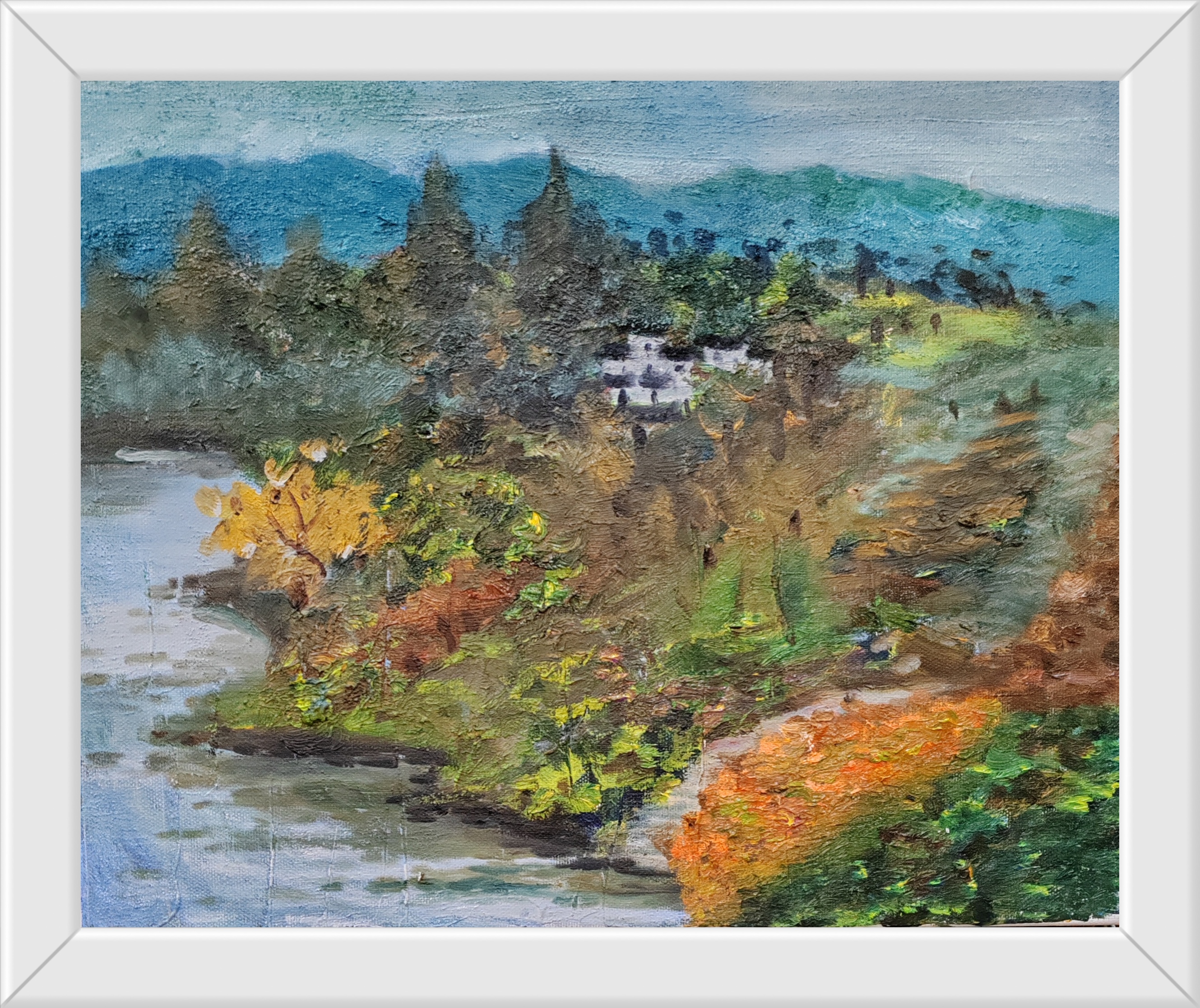 "在这婺源的油画写生创作中,我仿佛置身于一幅天然的油画中.