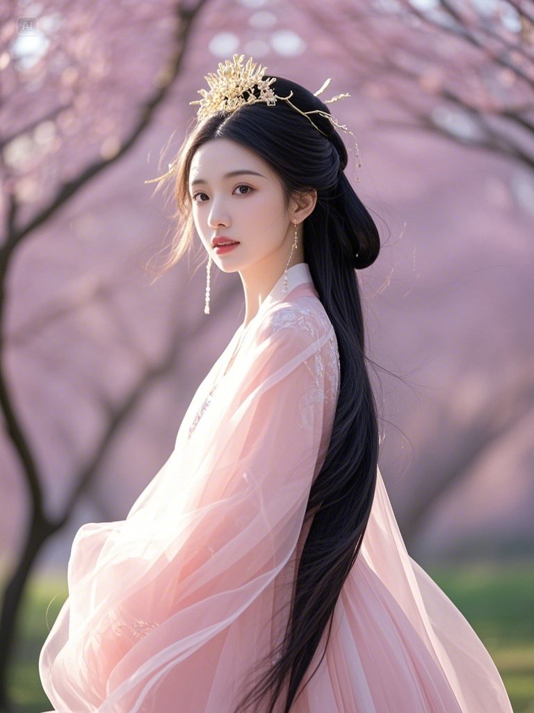 粉衣汉服小仙女,古风神韵美出圈!
