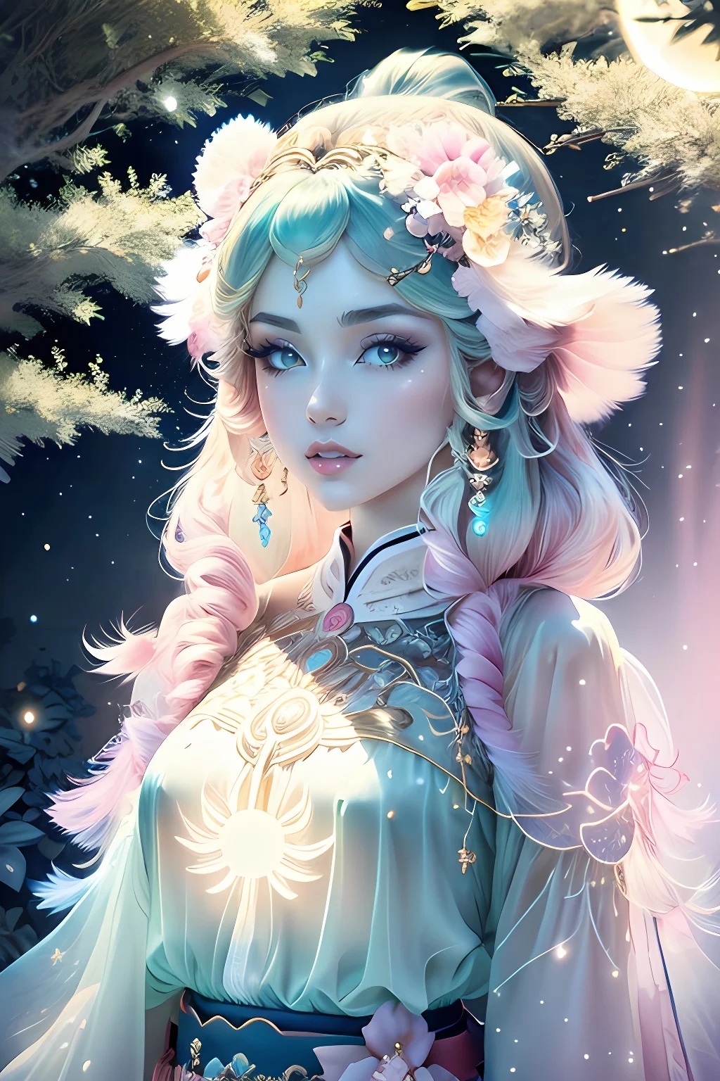 梦幻森林中的粉蓝精灵