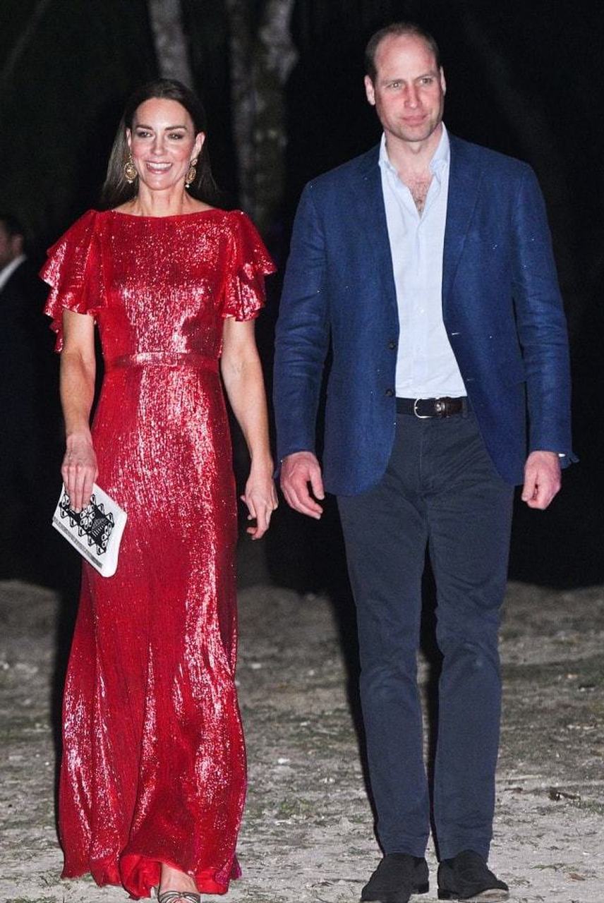 当地时间2022年3月21日,威廉夫妇参加参加伯利兹总督,为他们举办的