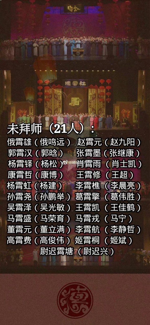 德云家谱 云鹤九霄,龙腾四海