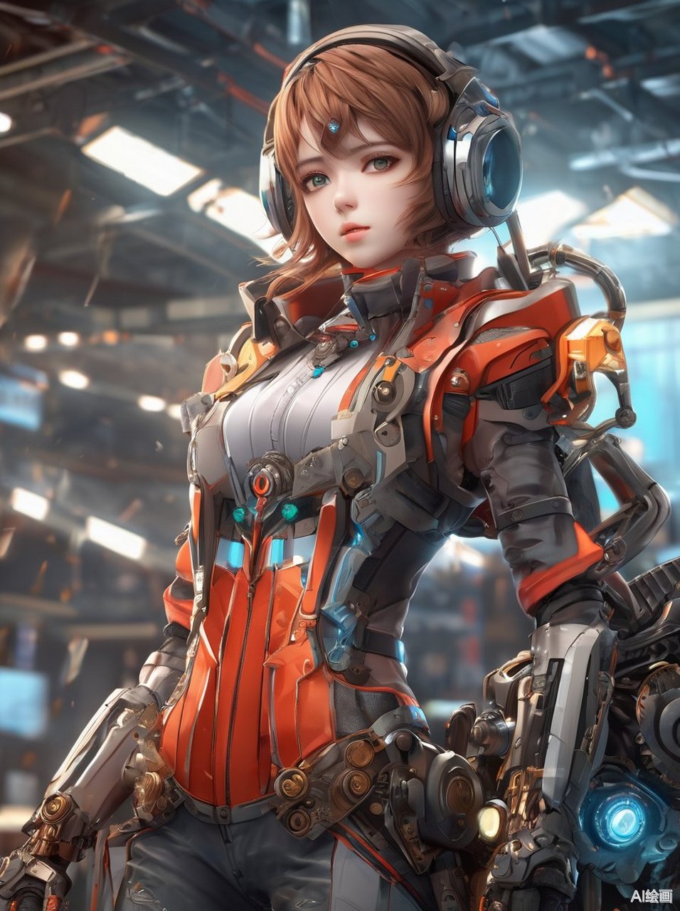 97机械女战士来袭!橙黑装甲,短发利落,手持武器,眼神坚定不移!