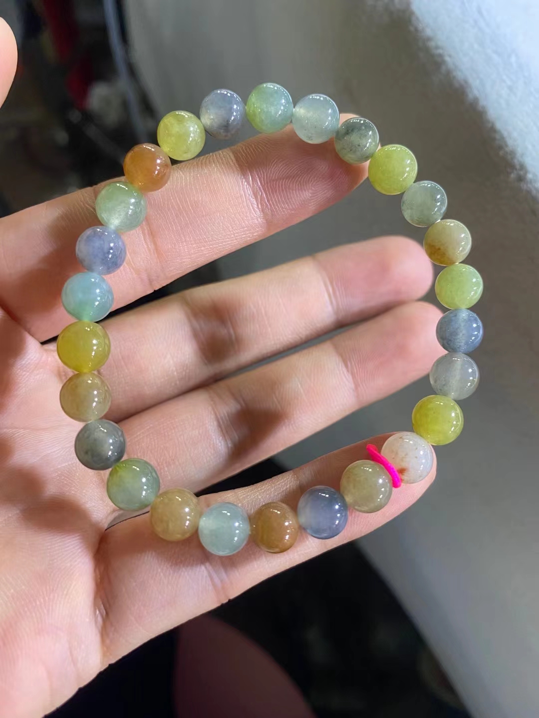 9578冰种蓝绿翡翠珠子手链7895  9497我刚刚入手这款冰种