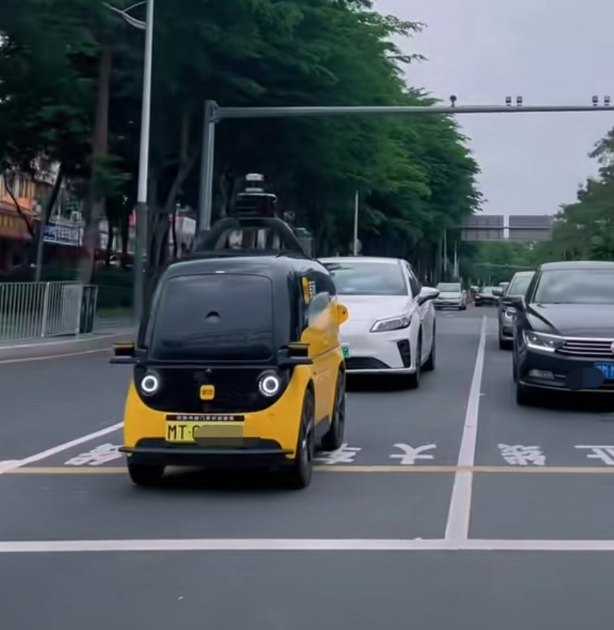 这辆是自动驾驶的小黄车吗?