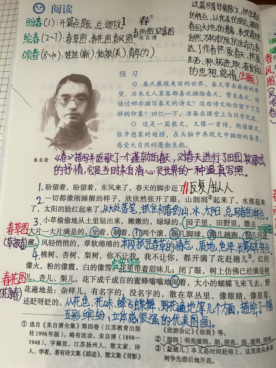 春朱自清笔记图片