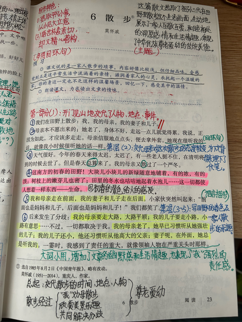 莫怀戚《散步》 初春的田野,万物都生机勃勃.