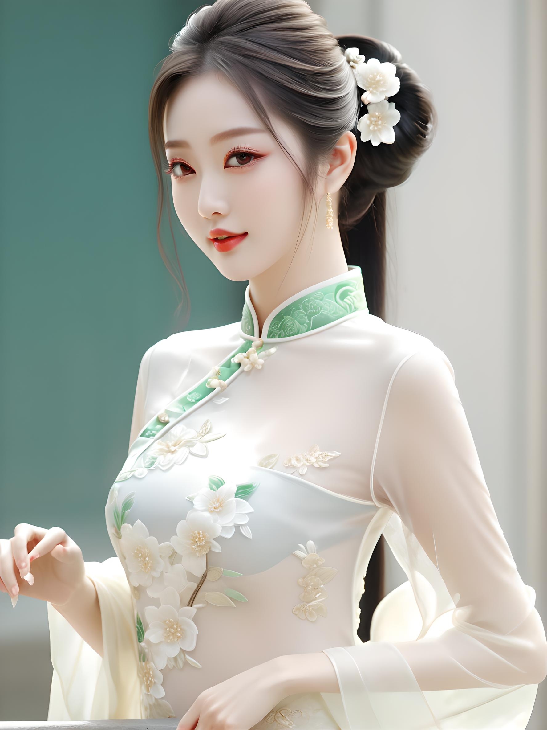 绝色旗袍佳人#气质美女 #美女 #壁纸 #颜值# #请你看烟花# #清纯甜美