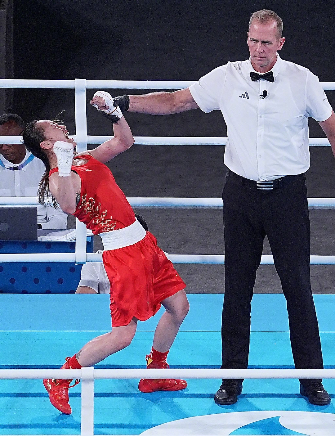 巴黎奥运会拳击女子54公斤级决赛中,中国拳击运动员常园 击败土耳其