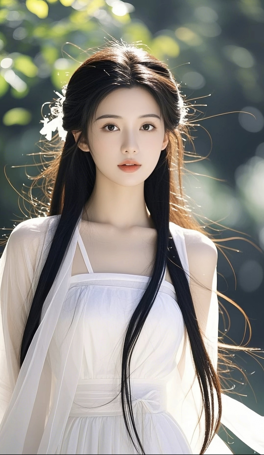 仙气飘飘的古风少女,白衣飘飘,美若天仙.#冬季旅游去哪里