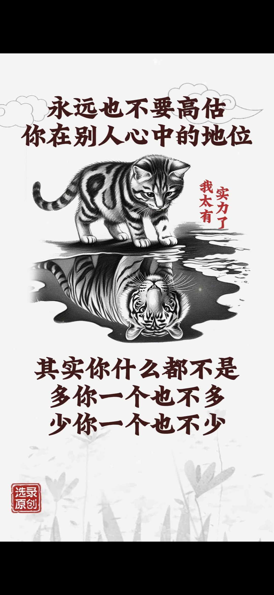 猫与虎的镜像,警示中蕴含哲理,转发自省,切勿心存侥幸.