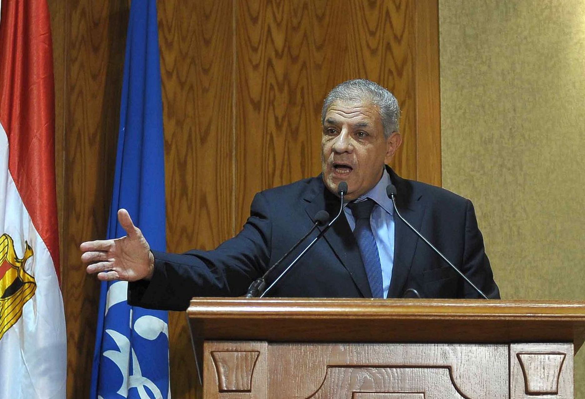 在会议上,巴勒斯坦总理阿什提耶情绪激动,声音哽咽.