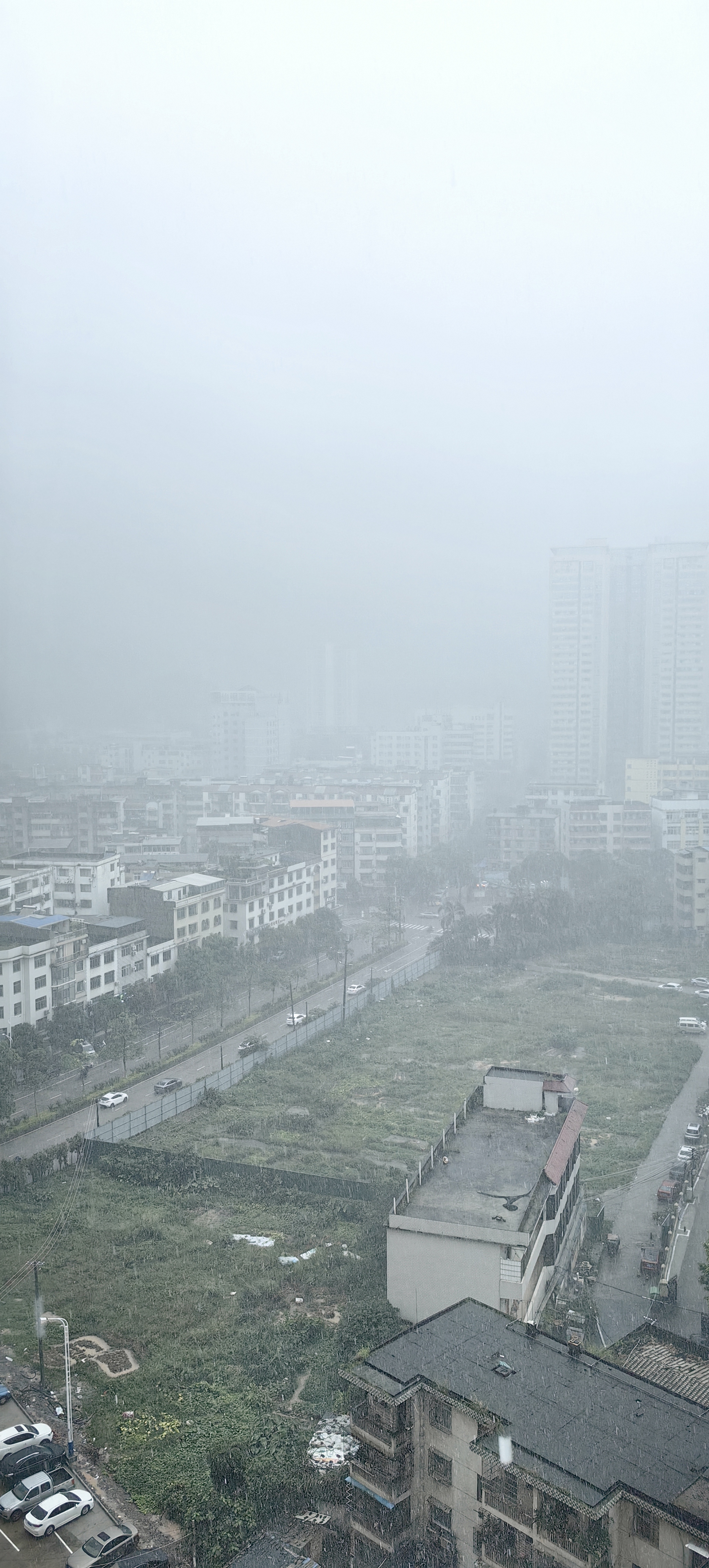 城市在雾中,如梦如幻.