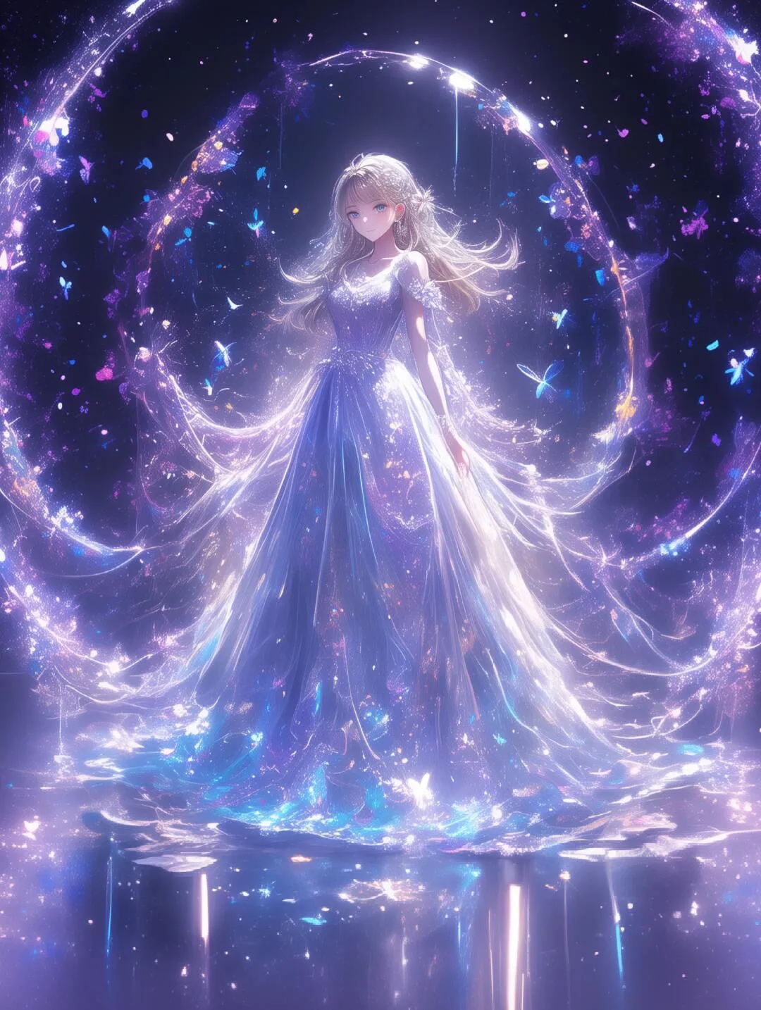 如同夜风中的呢喃,让整个 梦幻冰蓝色星空少女蝴蝶梦幻蓝色星空少女