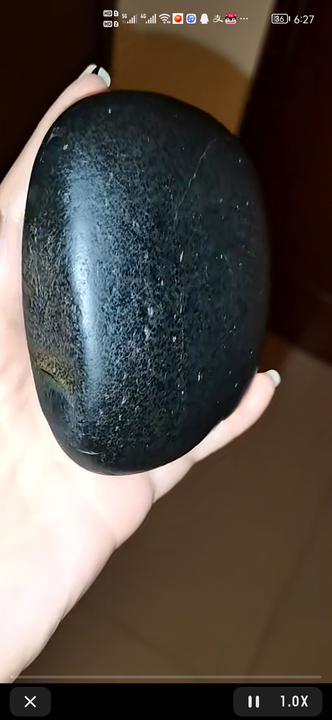 块玉化石头,肉质细腻光滑,布满密密麻麻芝麻大小的黑点,除黑点外透光