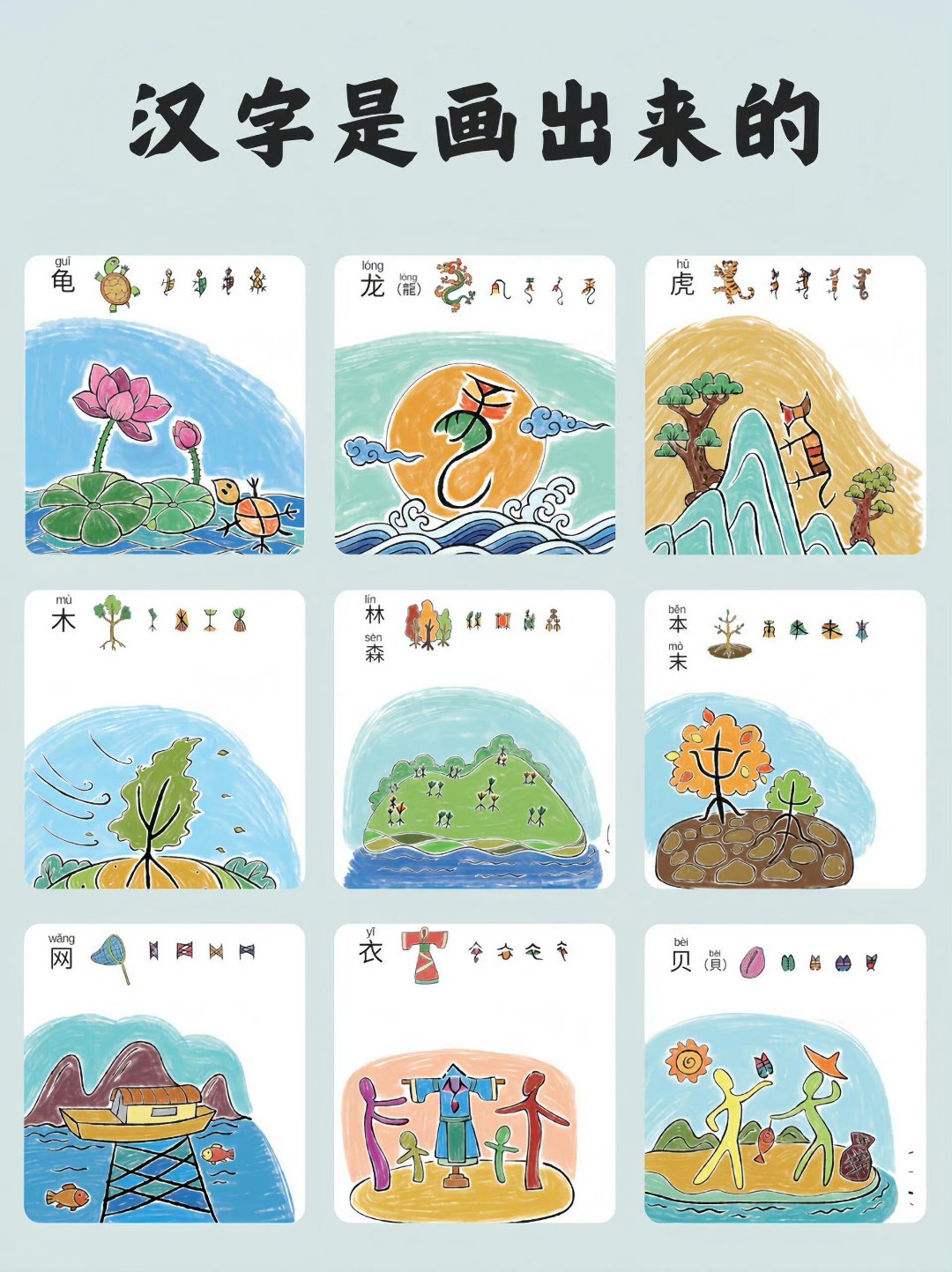 我们的汉字是象形文字,并不是简单的"符号",本来就是一幅幅生动有趣的