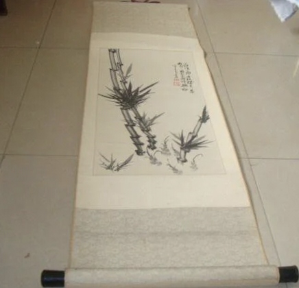 著名画家,国画竹子,李陌石.长32x宽64(cm).