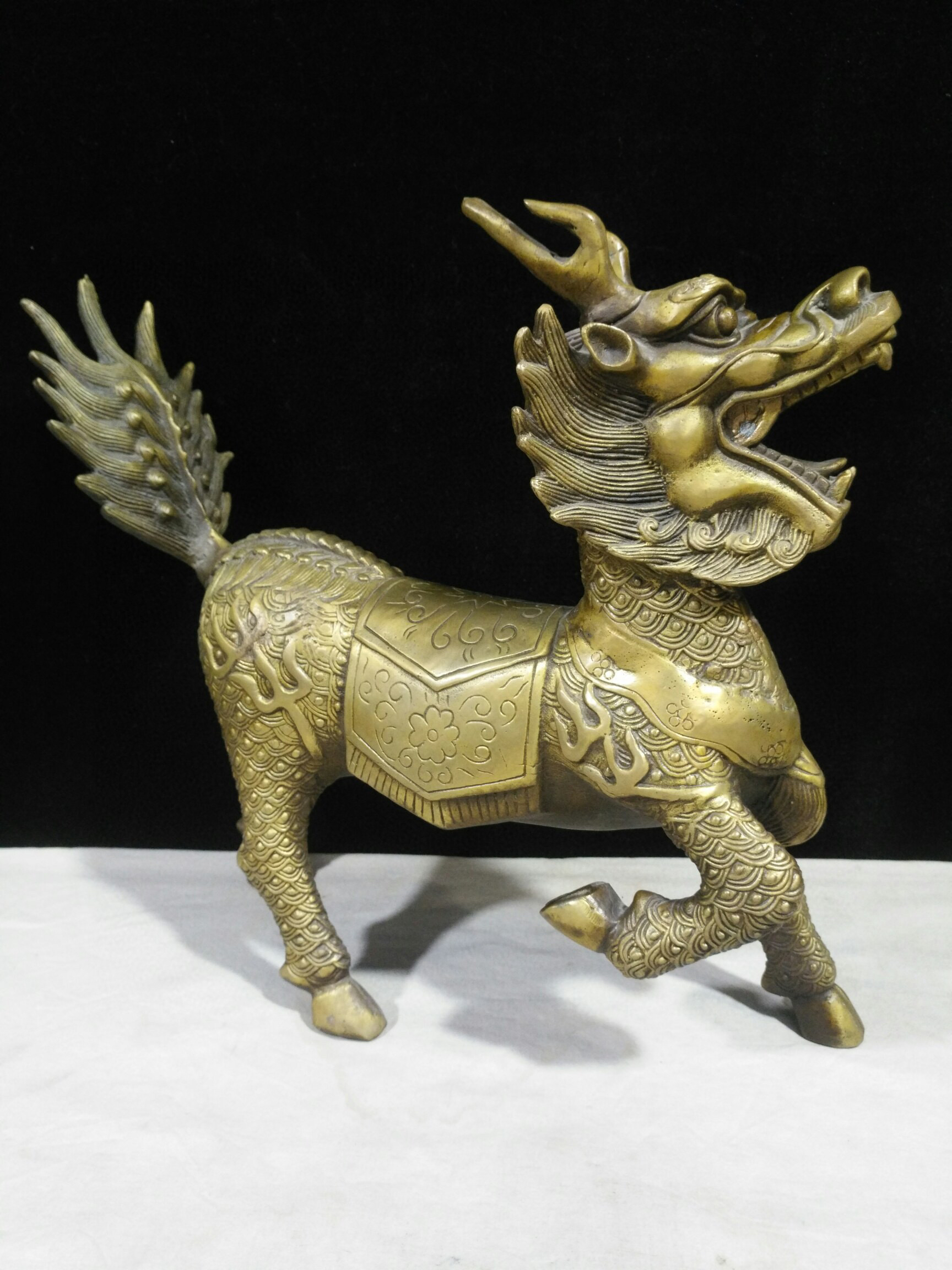 旧藏铜鎏金重器瑞兽摆件麒麟一对 尺寸 高30cm