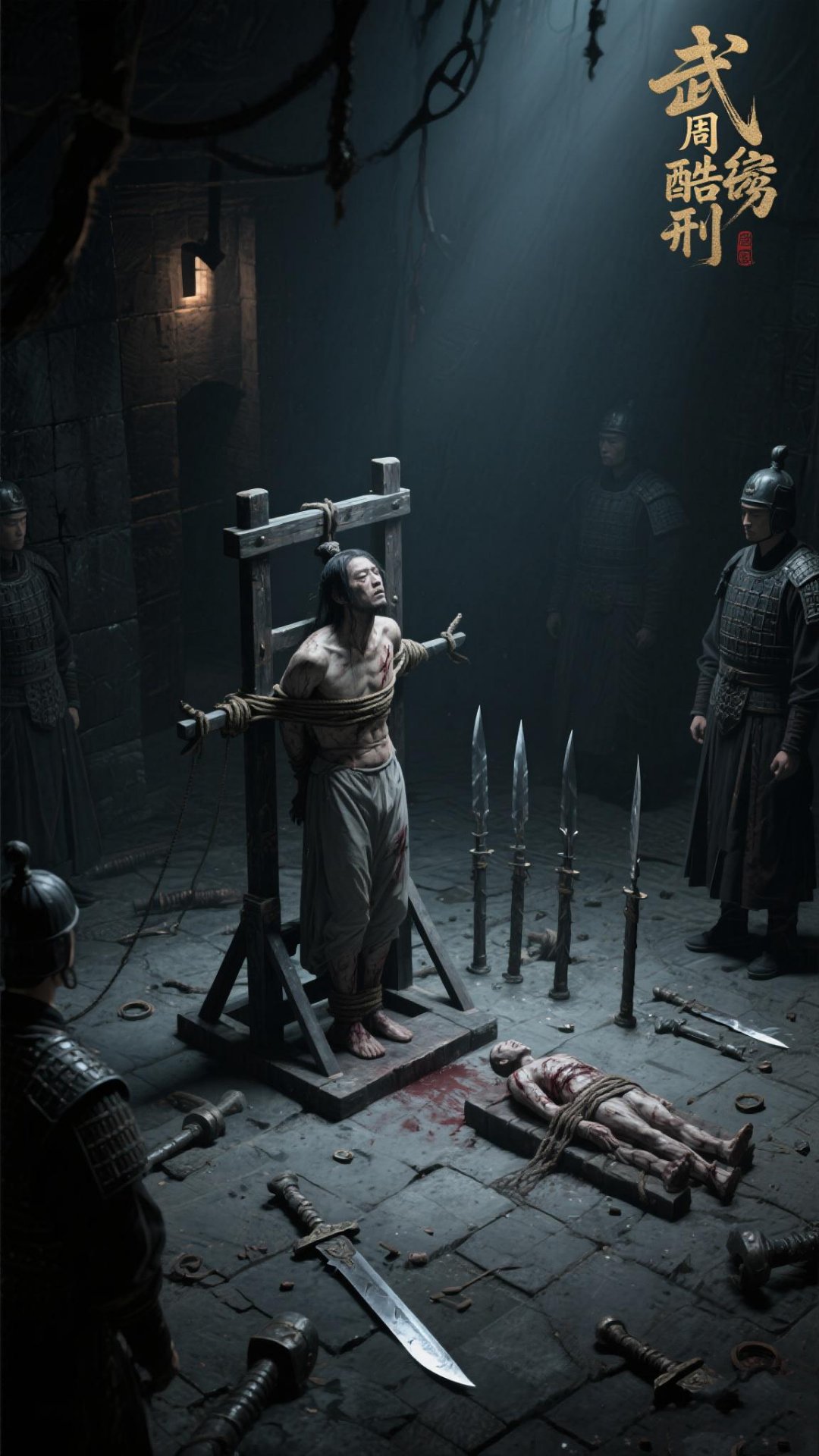 玉女登梯 受刑者被要求爬上梯子,梯子架在离地很高