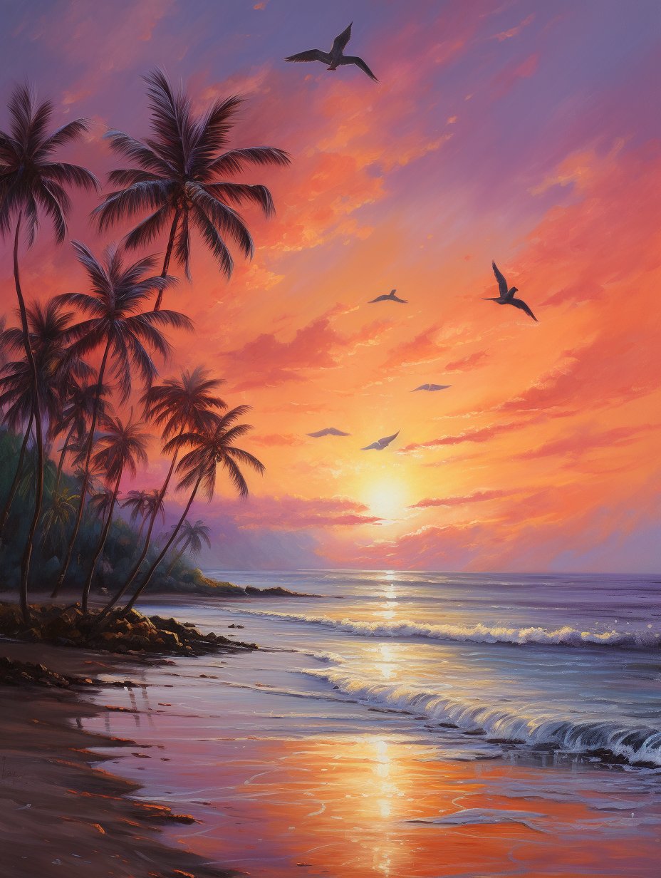 93 夕阳下的海浪,仿佛是大自然最壮美的画卷.