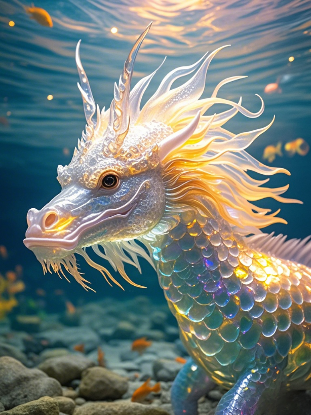 《水麒麟》 水畔祥光映碧空,麒麟现世瑞气浓