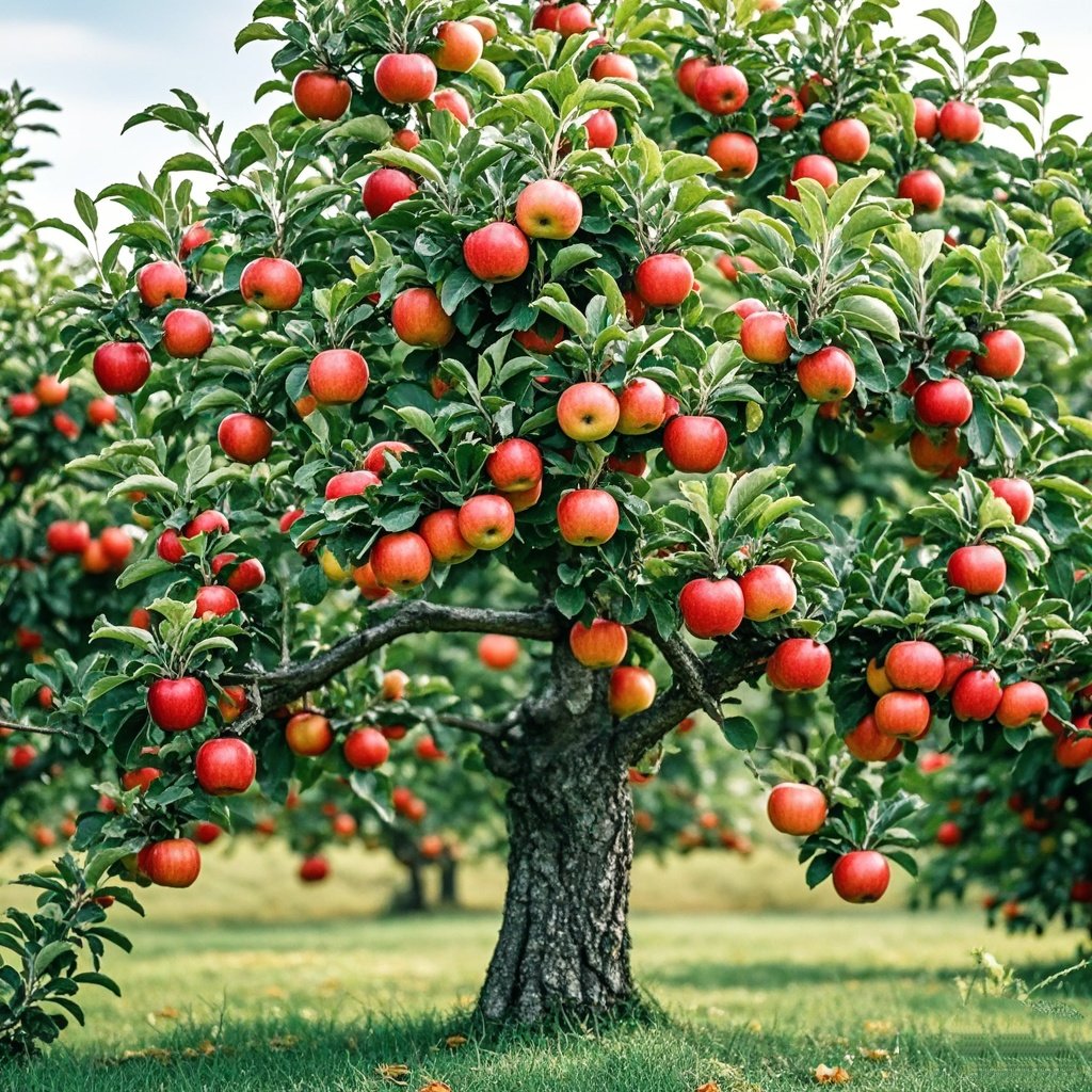 《神奇的苹果园》 苹果园中硕果繁,棵棵大树映蓝天