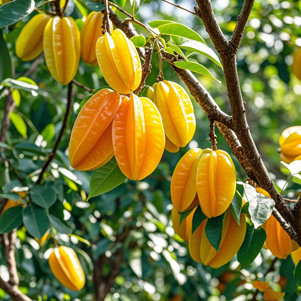 杨桃挂满枝头,黄澄澄的像星星闪耀