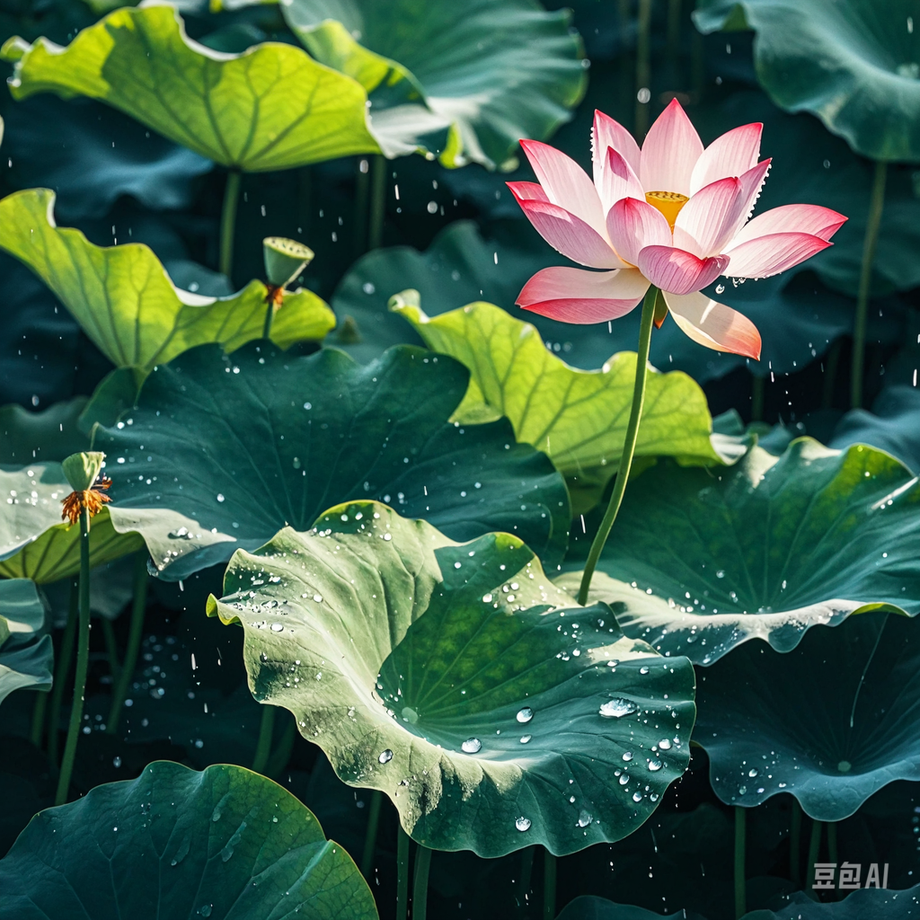 美图欣赏 雨中的荷花