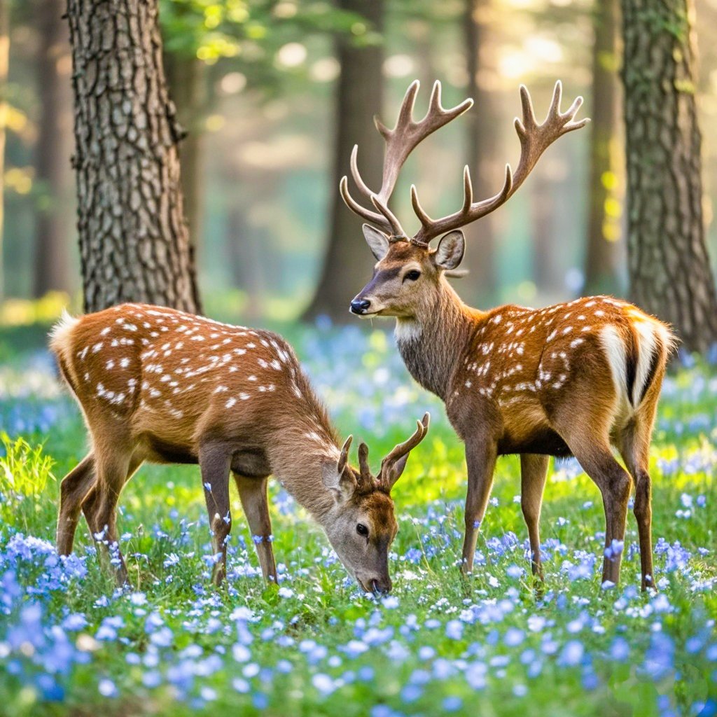 《咏梅花鹿》 林野之中现鹿踪,梅花点缀韵无穷