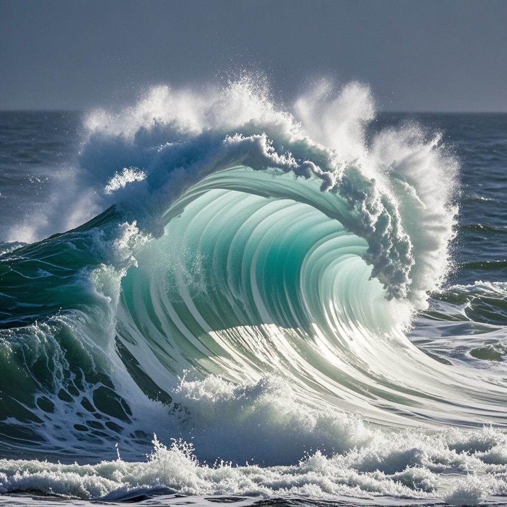 《海之澎湃》 风起浪涌浩无边,水墙高耸势震天
