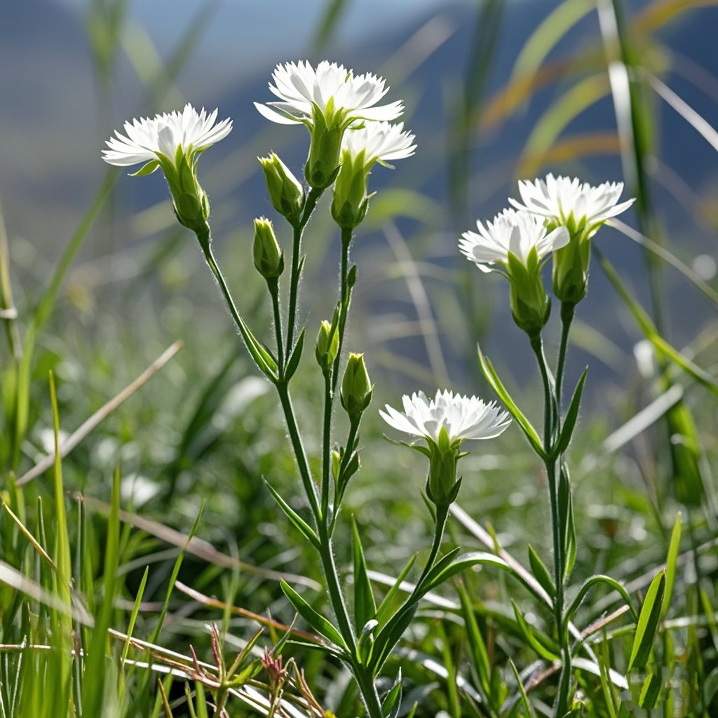 田间山野,草丛间石竹花如繁星般绽放