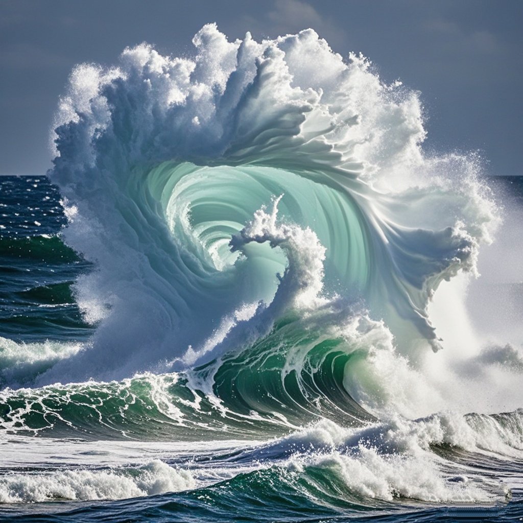 《海之澎湃》 风起浪涌浩无边,水墙高耸势震天