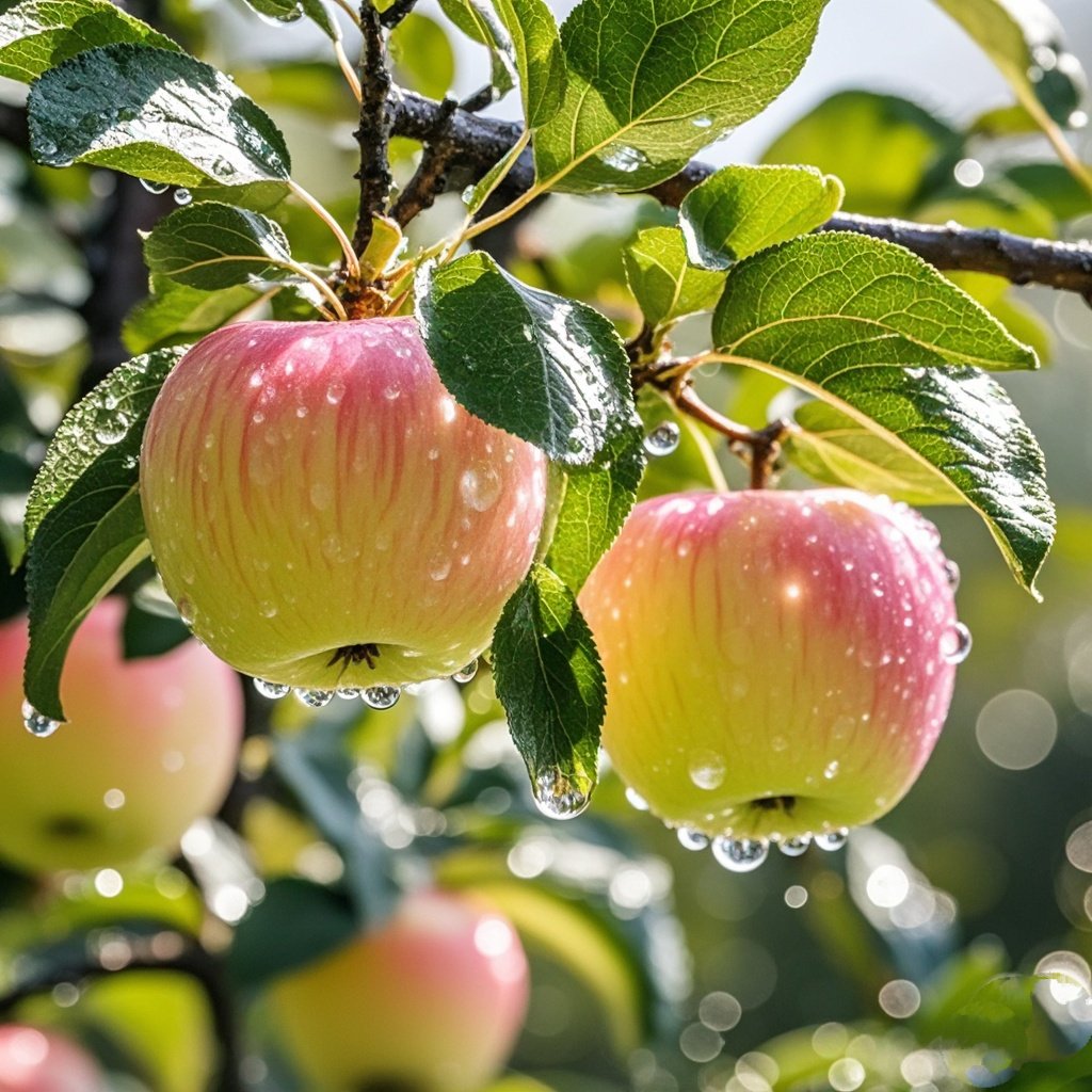 苹果园里,水晶富士如繁星般挂满枝头