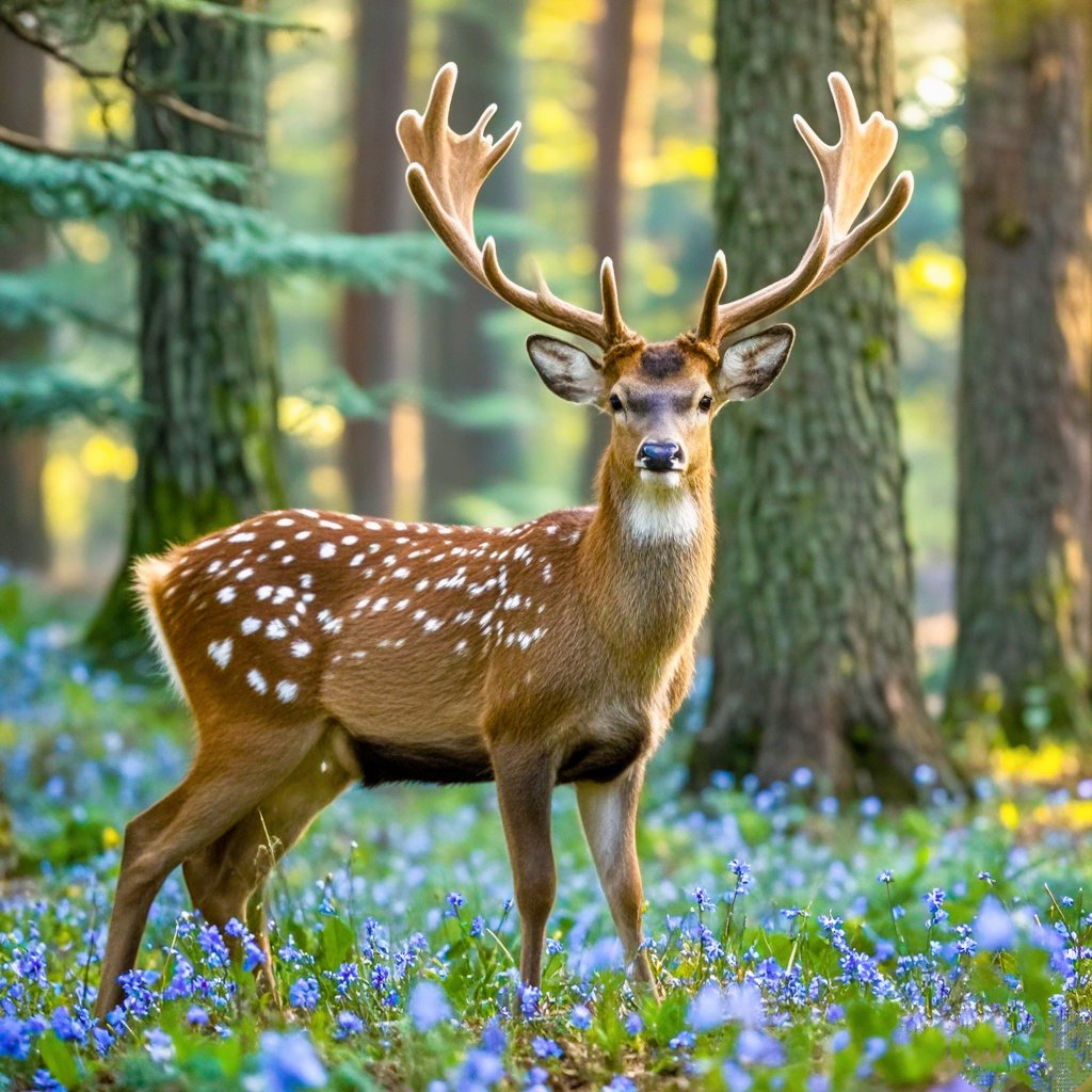 《咏梅花鹿》 林野之中现鹿踪,梅花点缀韵无穷