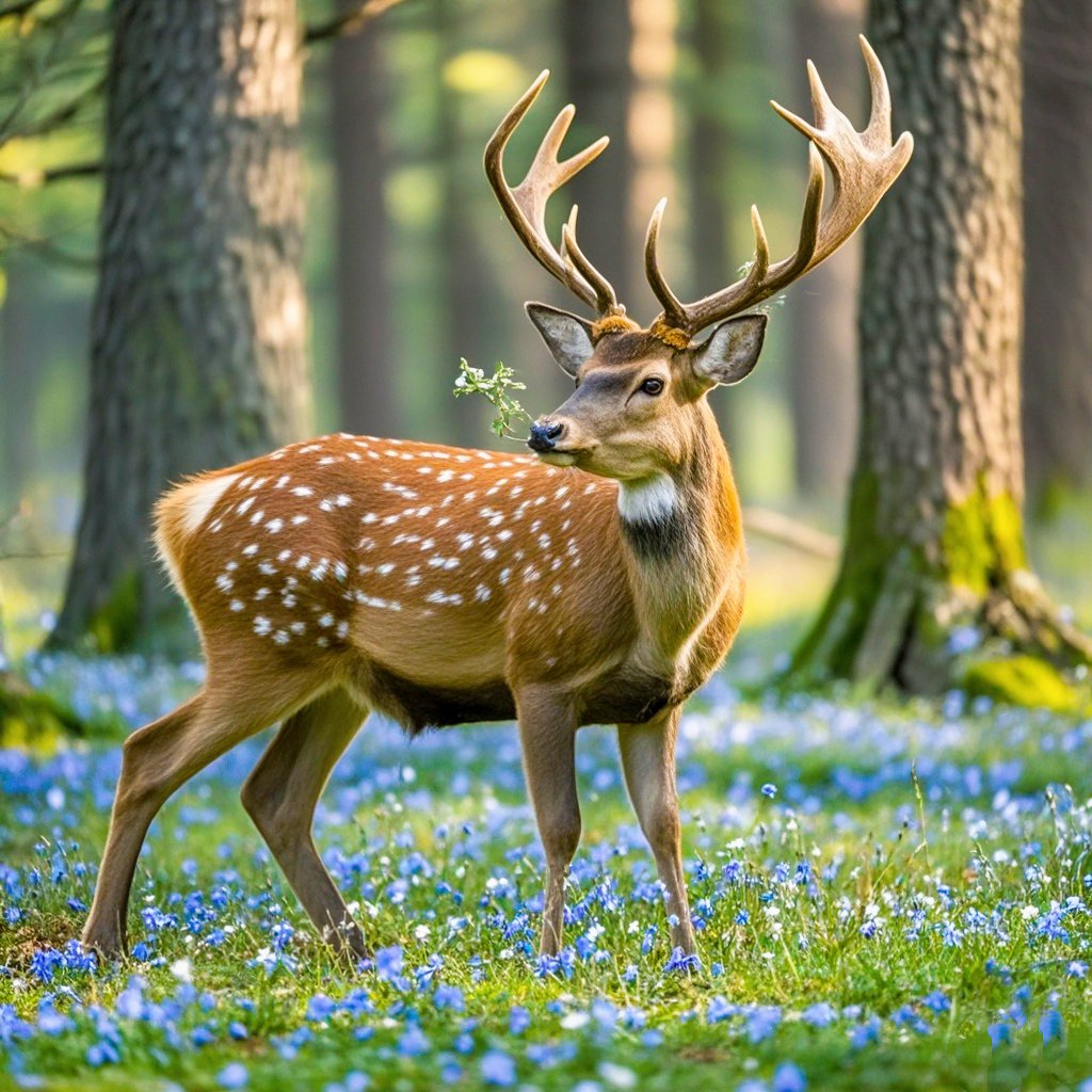 《咏梅花鹿》 林野之中现鹿踪,梅花点缀韵无穷