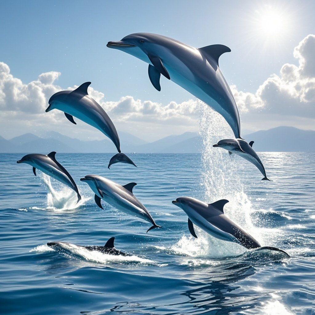 海浪翻涌,海豚们嬉戏追逐,为大海注入了无限活力,那画面宛如一首生命