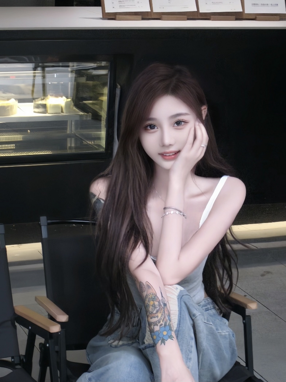 这个小姐姐好漂亮呀99!棕色头发好柔顺,皮肤也好白呀78.