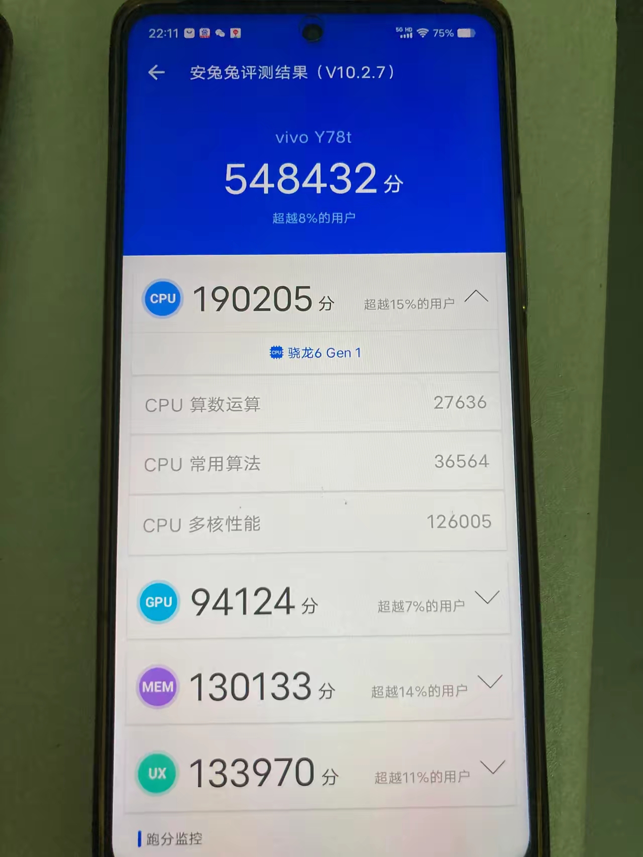 现在nova9的跑分只有38万分,比vivo的y78t的骁龙6gen1低16万分,神u