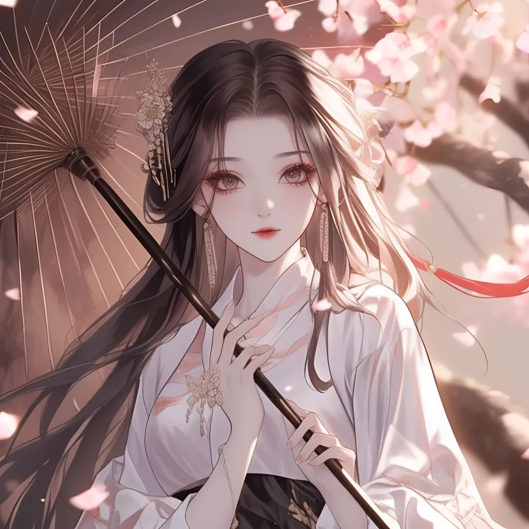 樱花树下,她撑伞轻行,如梦似幻