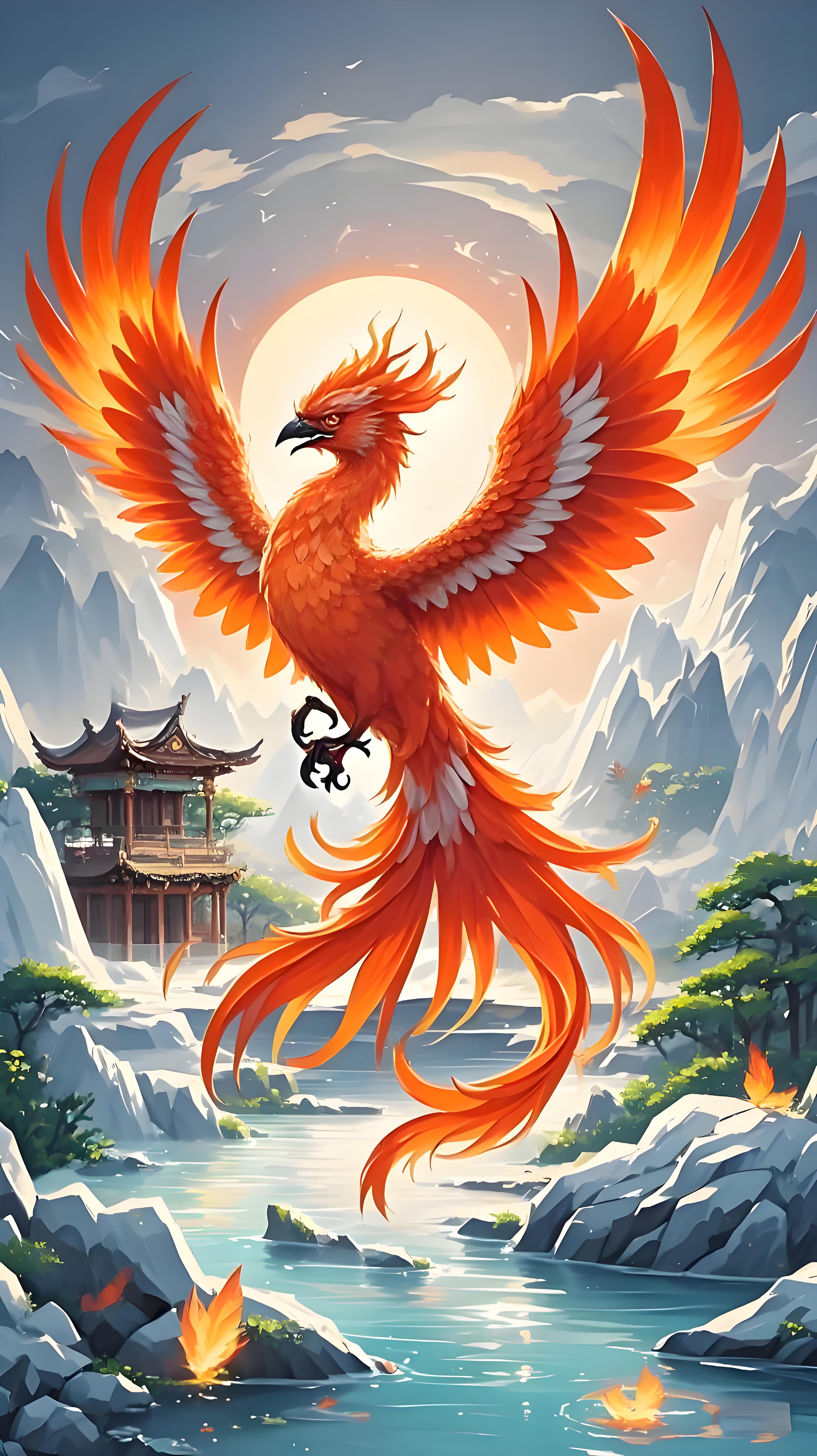 朱雀,中国神话中的璀璨神兽,象征着吉祥,繁荣与和平