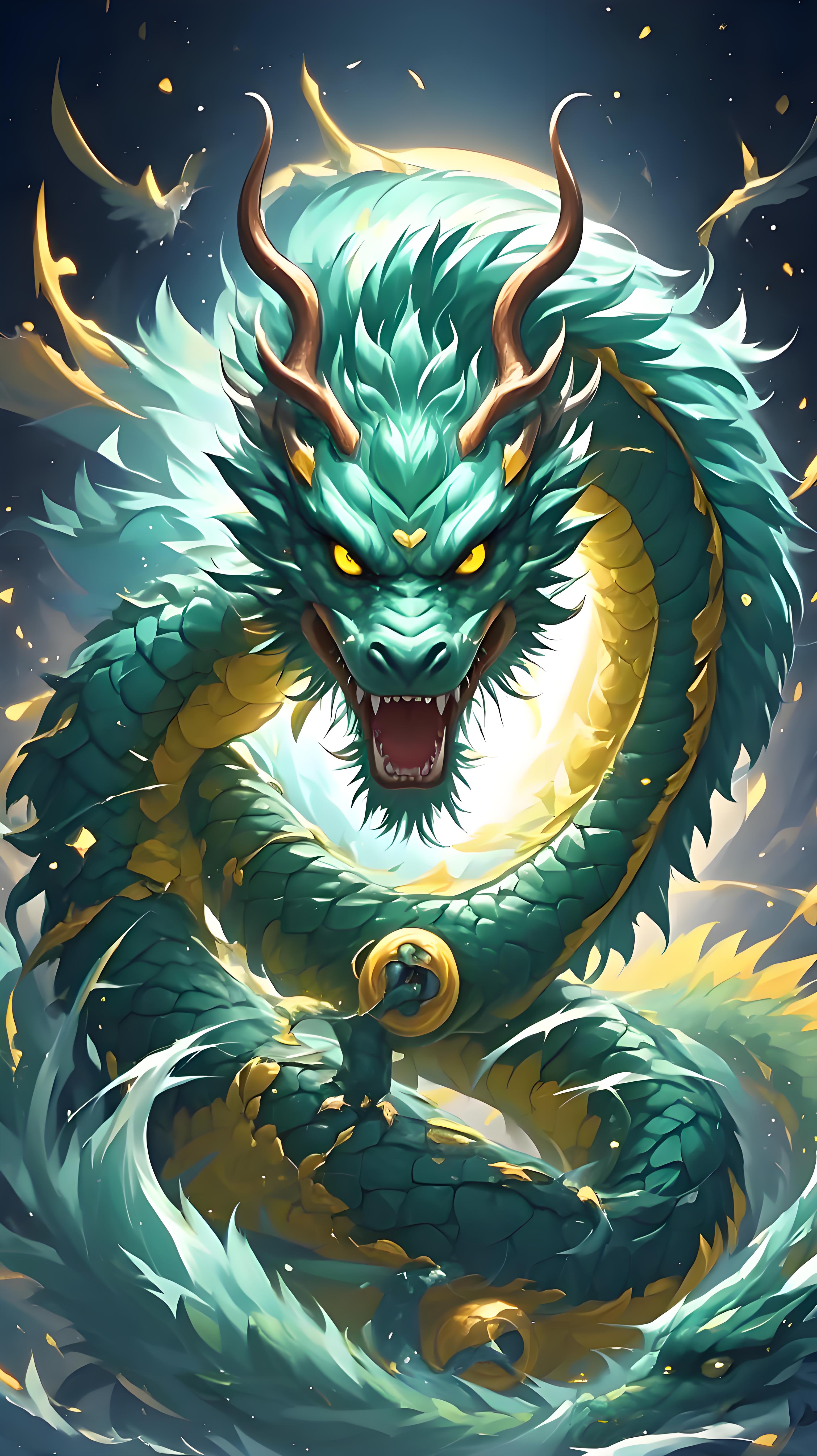 它身披青色鳞甲,闪烁着寒光,犹如苍穹中的闪电,令人敬畏