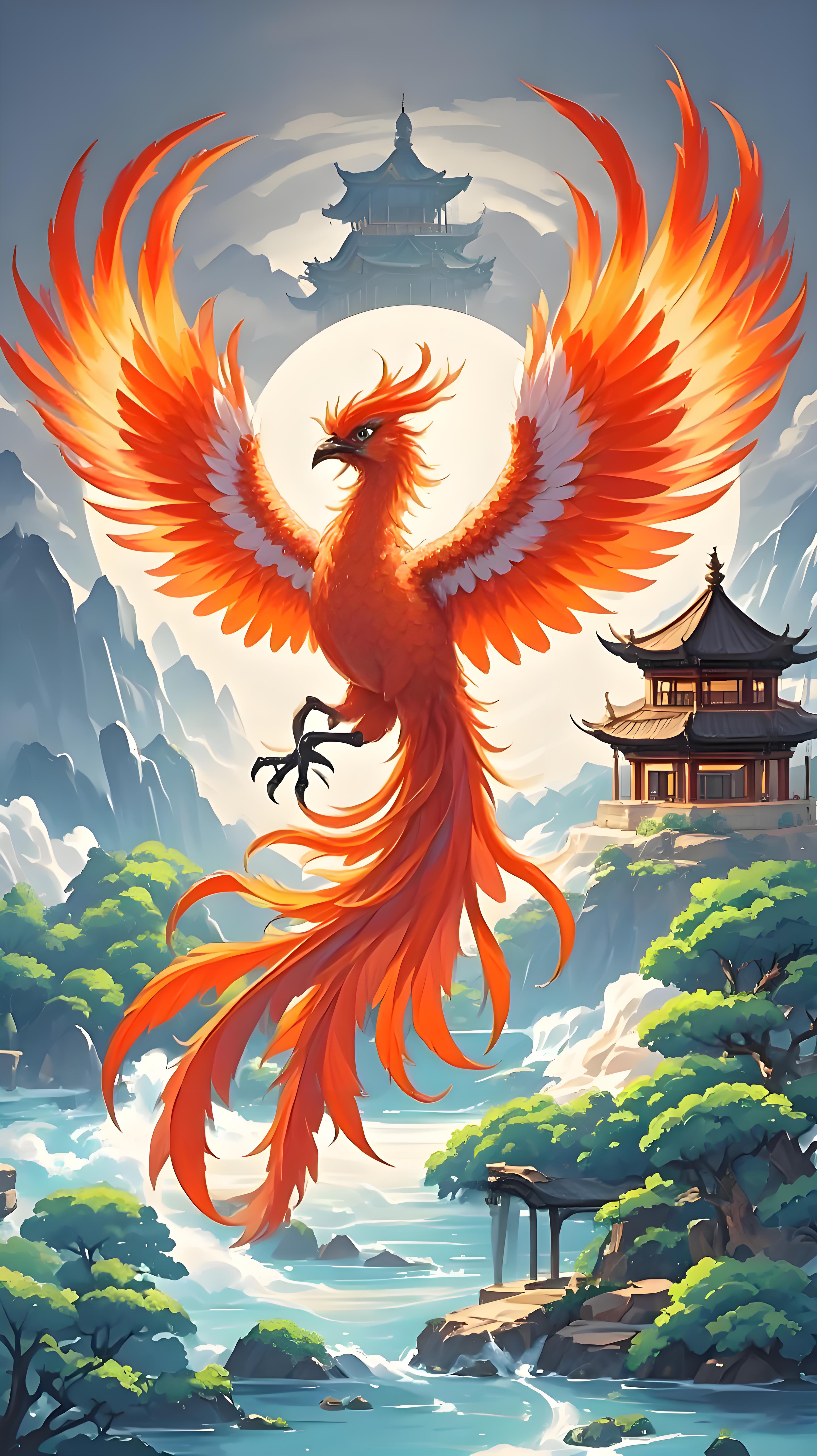 朱雀,中国神话中的璀璨神兽,象征着吉祥,繁荣与和平