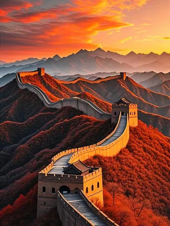 金秋不宅家# 八达岭长城:夕阳下的壮美与思乡