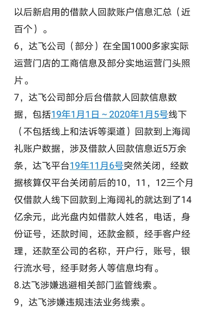 达飞云贷出借人已向众部门提交大量达飞内部信息[加油啊][加油啊]